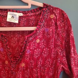 Pink cotton Indian tunic long sleeve shirt